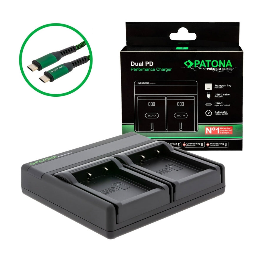 CARICABATTERIA PREMIUM DUAL PD PERFORMANCE PER FUJI NP-W126 CON INGRESSO / USCITA USB-C
