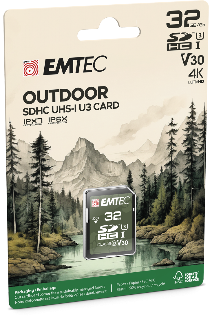 Emtec SD OUTDOOR 32GB CLASSE 10 UHS-I V30 U3 IP6X IPX7