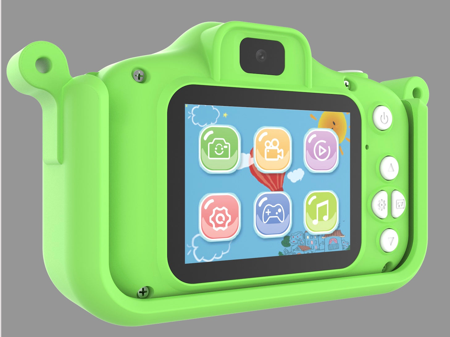 ASAKY KIDS PHOTO CAMERA DIGITAL BUBBLE MICRO SD 2"IPS HD SCREEN GREEN + COVER RANA