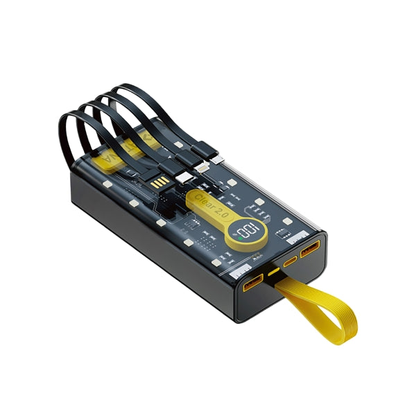 PATONA POWERBANK CLEAR 2.0 PD22.5W 20,000MAH WITH 4 INTEGRATED CHARGING CABLE