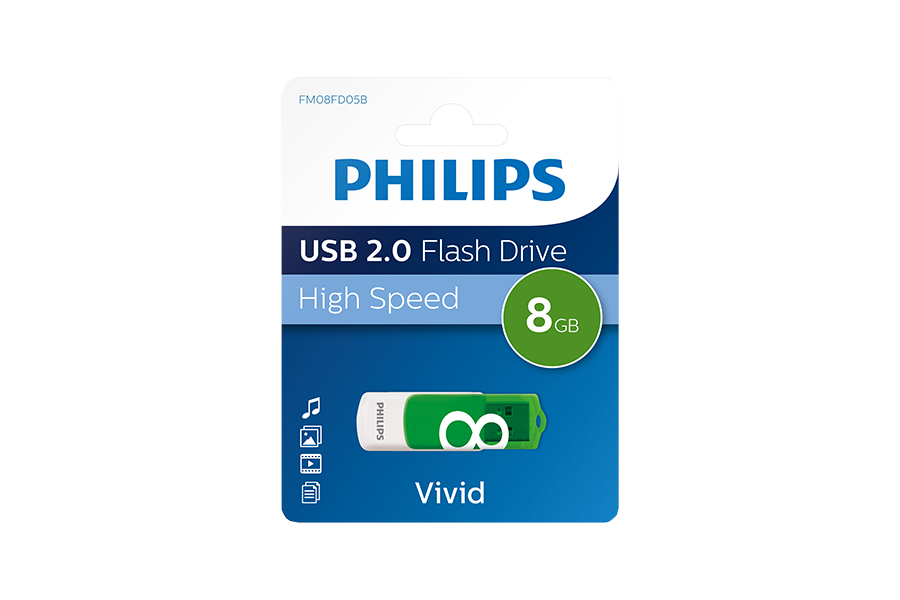 PHILIPS USB 2.0 PEN DRIVE 8GB VIVID GREEN