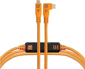 Tether Tools TetherPro Optima 10G USB-C 1 m. da diritto a destro. arancione ad alta visibilità (con TetherBoost in linea)