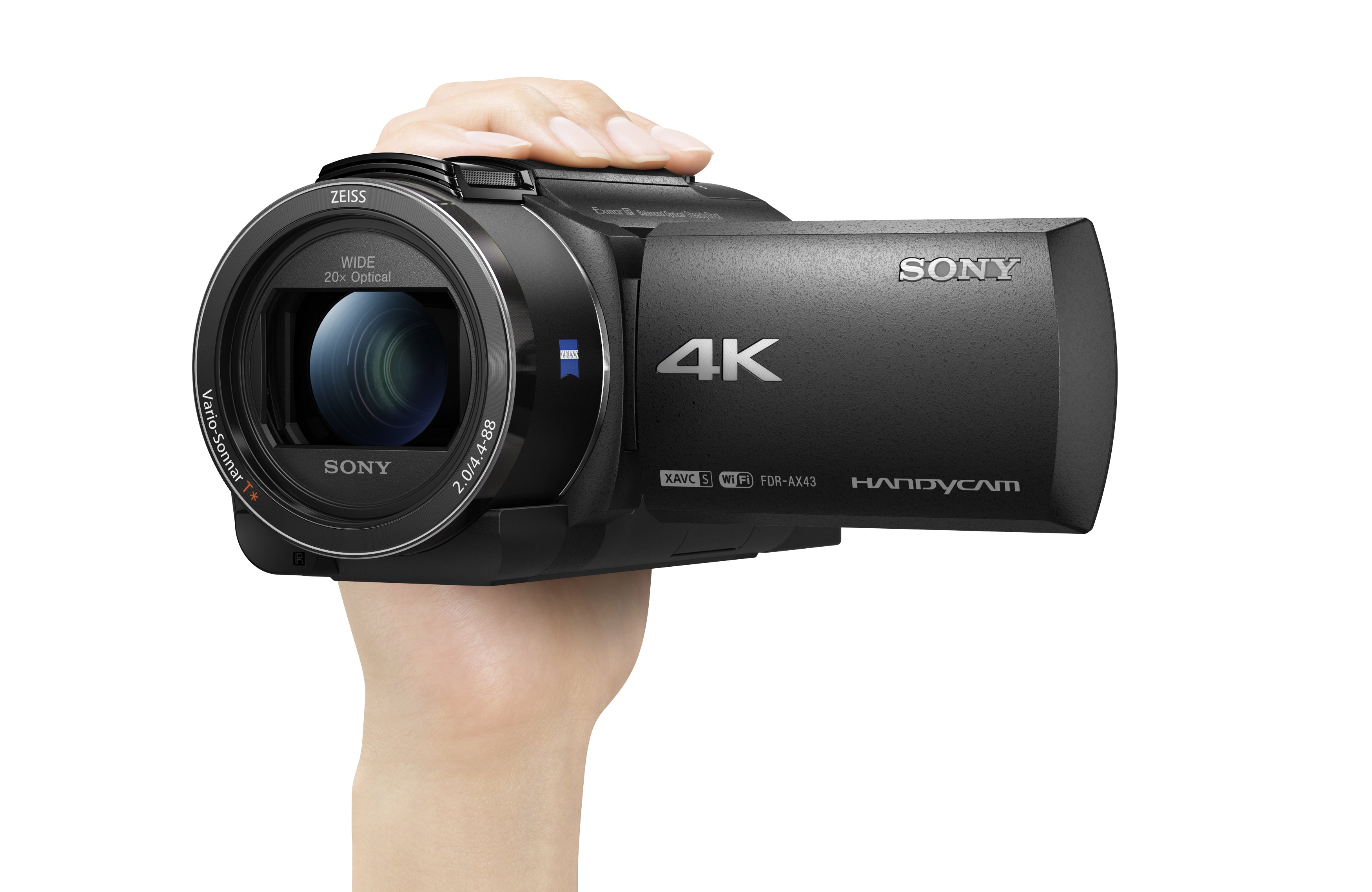 Sony FDR-AX43 – Videocamera Digitale 4K Ultra HD con Sistema di stabilizzazione integrato a cinque assi (Balanced Optical SteadyShot™), Zoom ottico 20x, LCD orientabile, nero