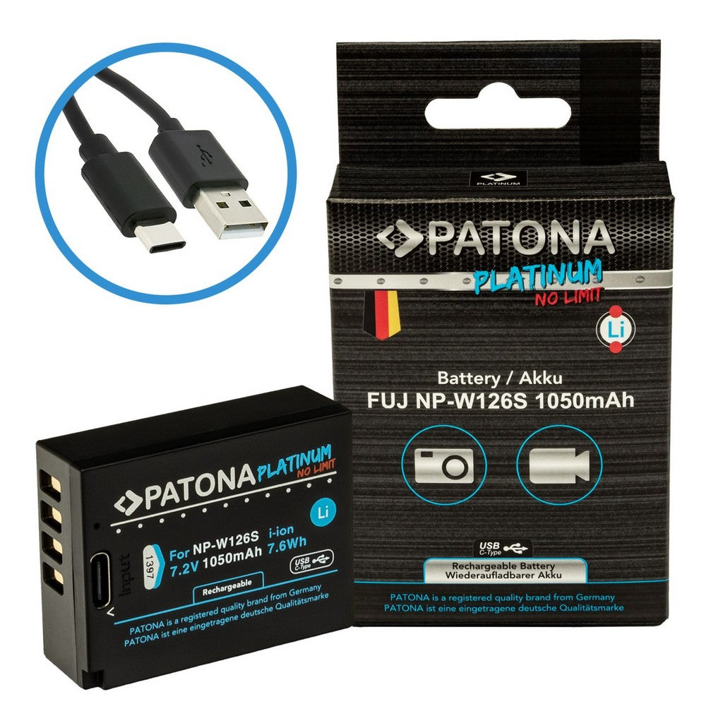 PATONA Batteria Platinum con Input USB-C per Fuji NP-W126S
