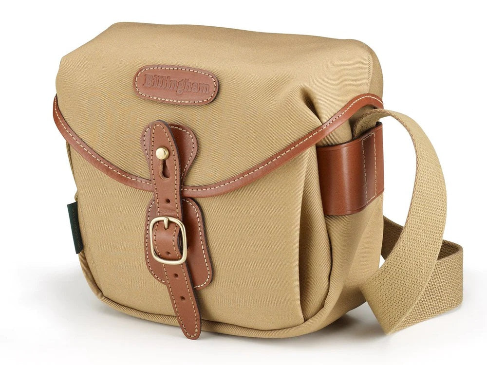 Billingham Borsa Hadley Digital Tela Khaki/Bordi Cuoio marrone chiaro + finiture ottone