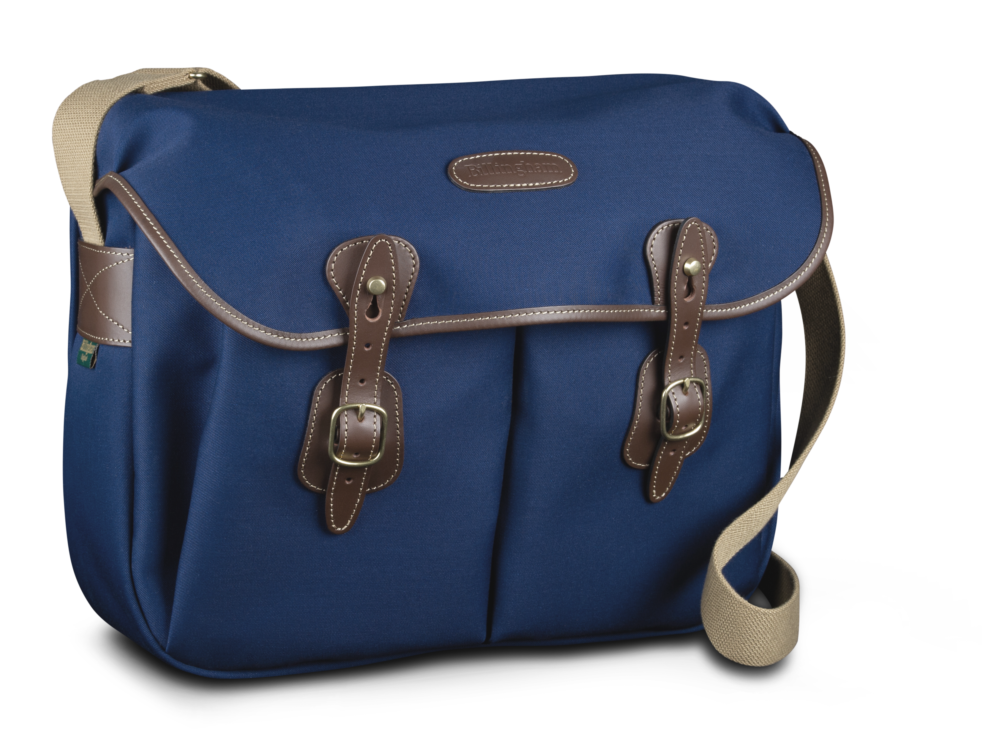 Billingham Borsa Hadley Large Tela Blu Navy/Bordi Cuoio cioccolato