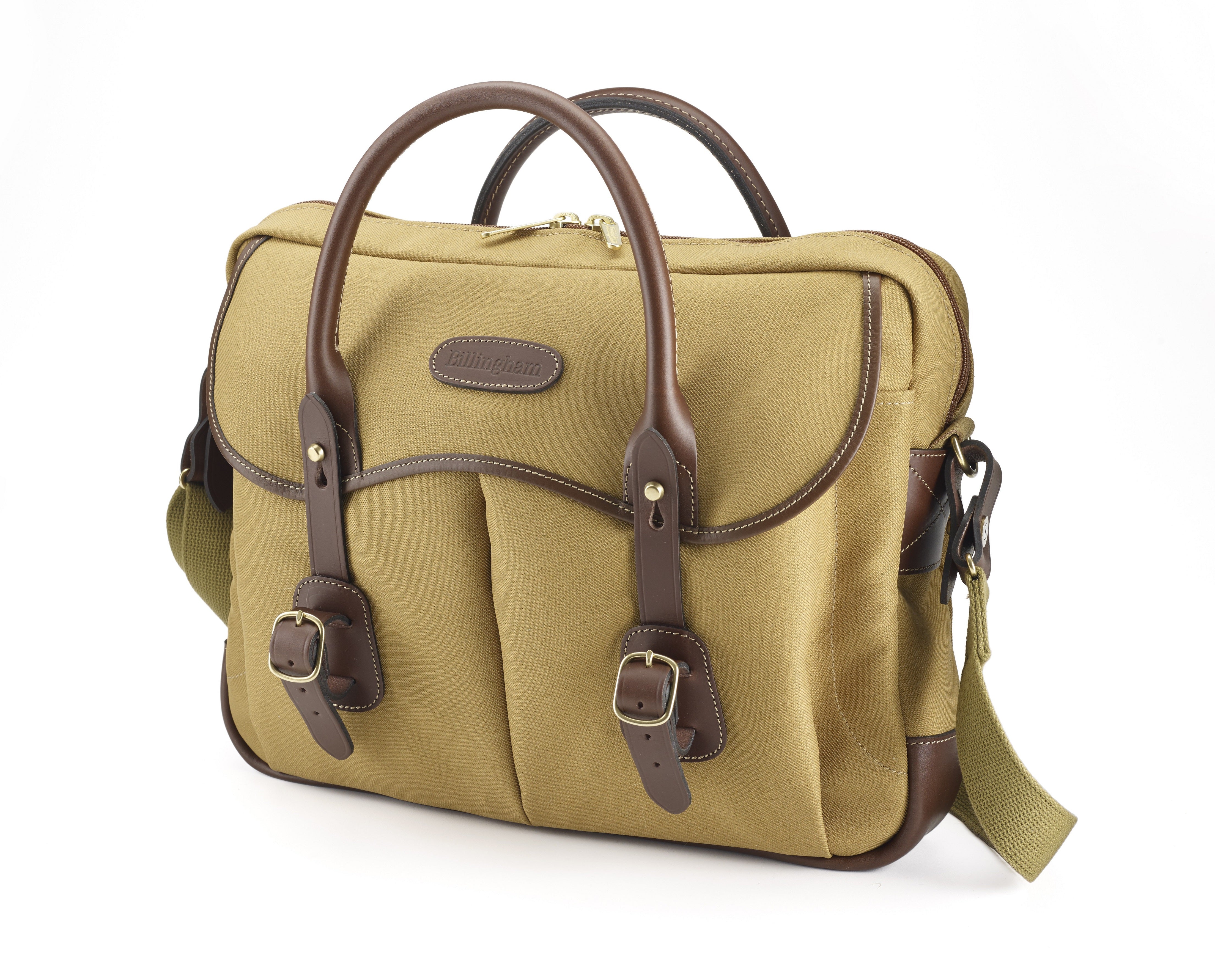 Billingham Borsa Thomas Brief case FibreNyte Khaki/Bordi Cuoio cioccolato