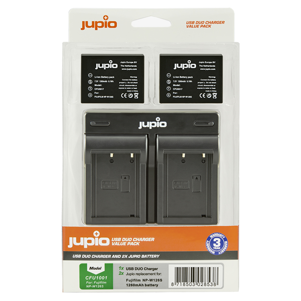 Jupio Value Pack: 2x Batteria NP-W126S + USB caricatore doppio
