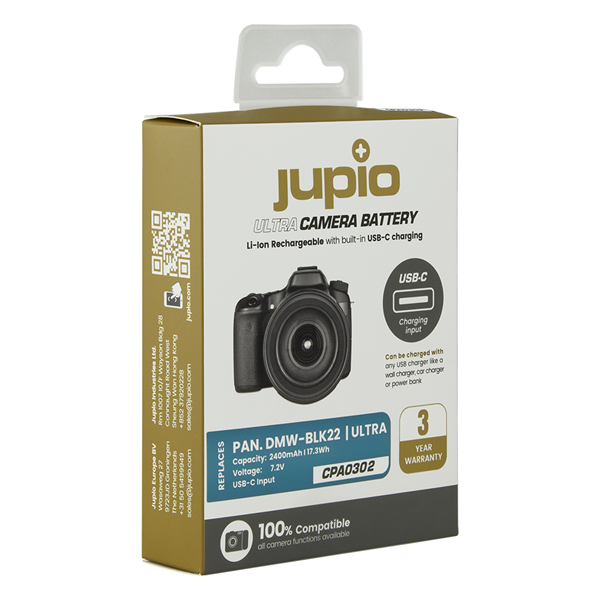 Jupio Batteria *ULTRA C* Panasonic DMW-BLK22 (USB-C input) 2400mAh