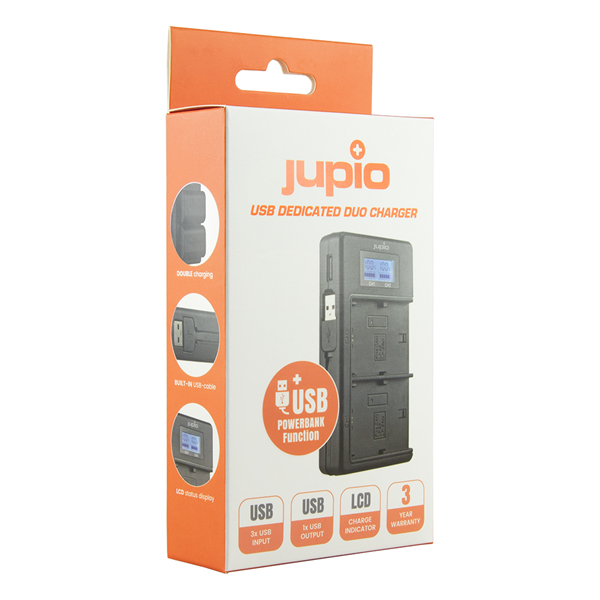 Jupio Caricabatteria doppio USB - LCD per Sony NP-FH50/70/100 NP-FV50/70/100