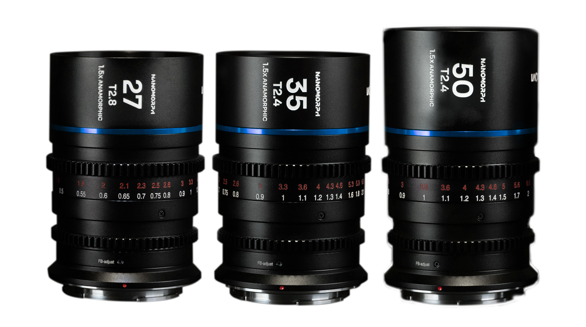 Laowa Venus Optics S35 Prime Kit NanoMorph (27mm-35mm-50mm) Blue Fuji X Cine