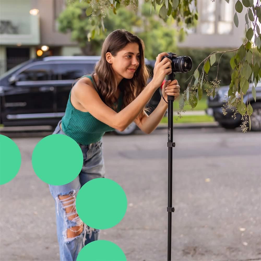 JOBY Compact Monopiede 2-in-1, Fotocamera/Action Cam con Testa a Sfera, Attacco Universale da ¼-20”