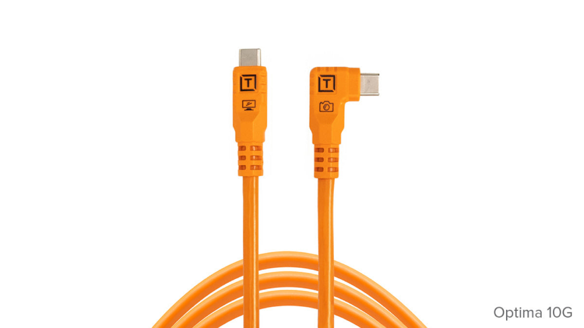 Tether Tools TetherPro Optima cavo 10G USB-C angolare destro 3m arancione ad alta visibilit�