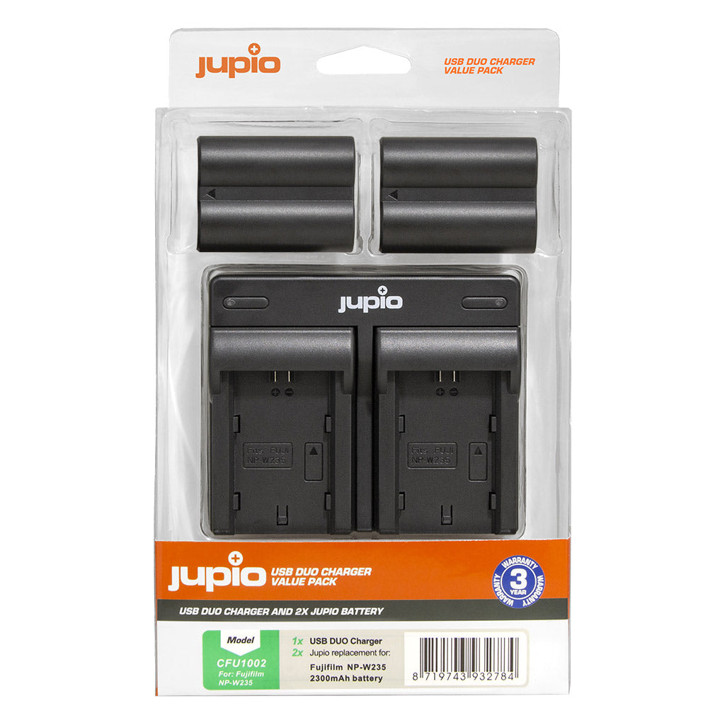 Jupio Value Pack: 2x Batteria NP-W235 + USB caricatore doppio Fuji