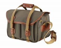 Billingham Borsa 335 FibreNyte Verde Salvia/Bordi Cuoio marrone chiaro + finiture ottone