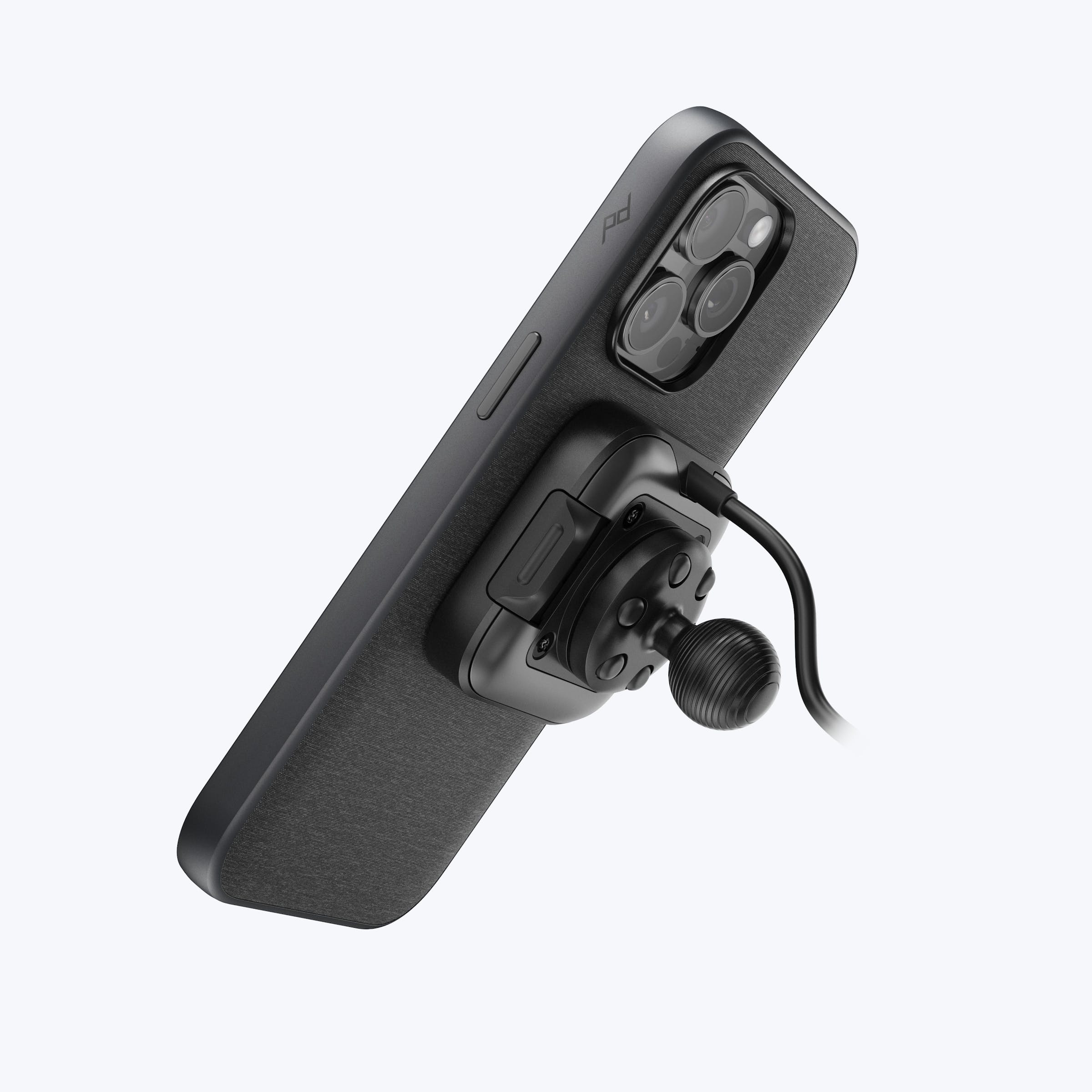 Mobile Motorcycle Mount 20mm Ball Adapter: Locking & Charging Black