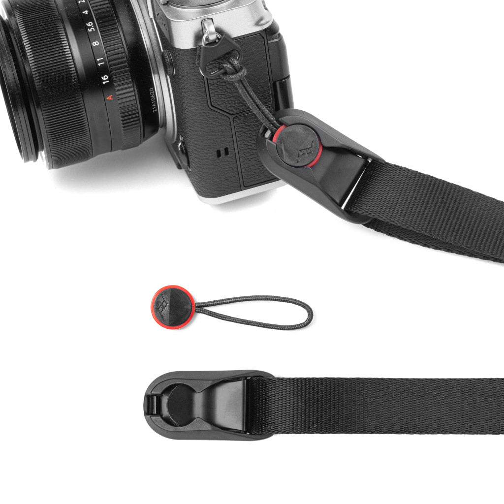 LEASH - Black VERSIONE piu Sottile - Tracolla versatile per fotocamera ad aggancio rapido