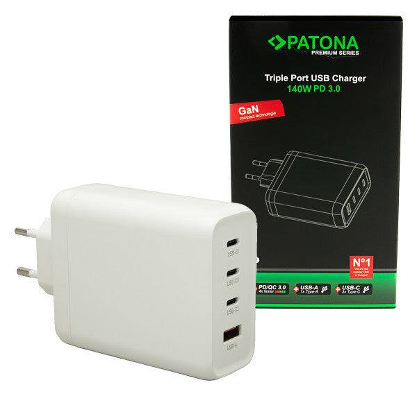 PATONA PREMIUM PD140W 3XUSB-C 1XUSB-A ADAPTER PD3.0 QC3.0 BIANCO