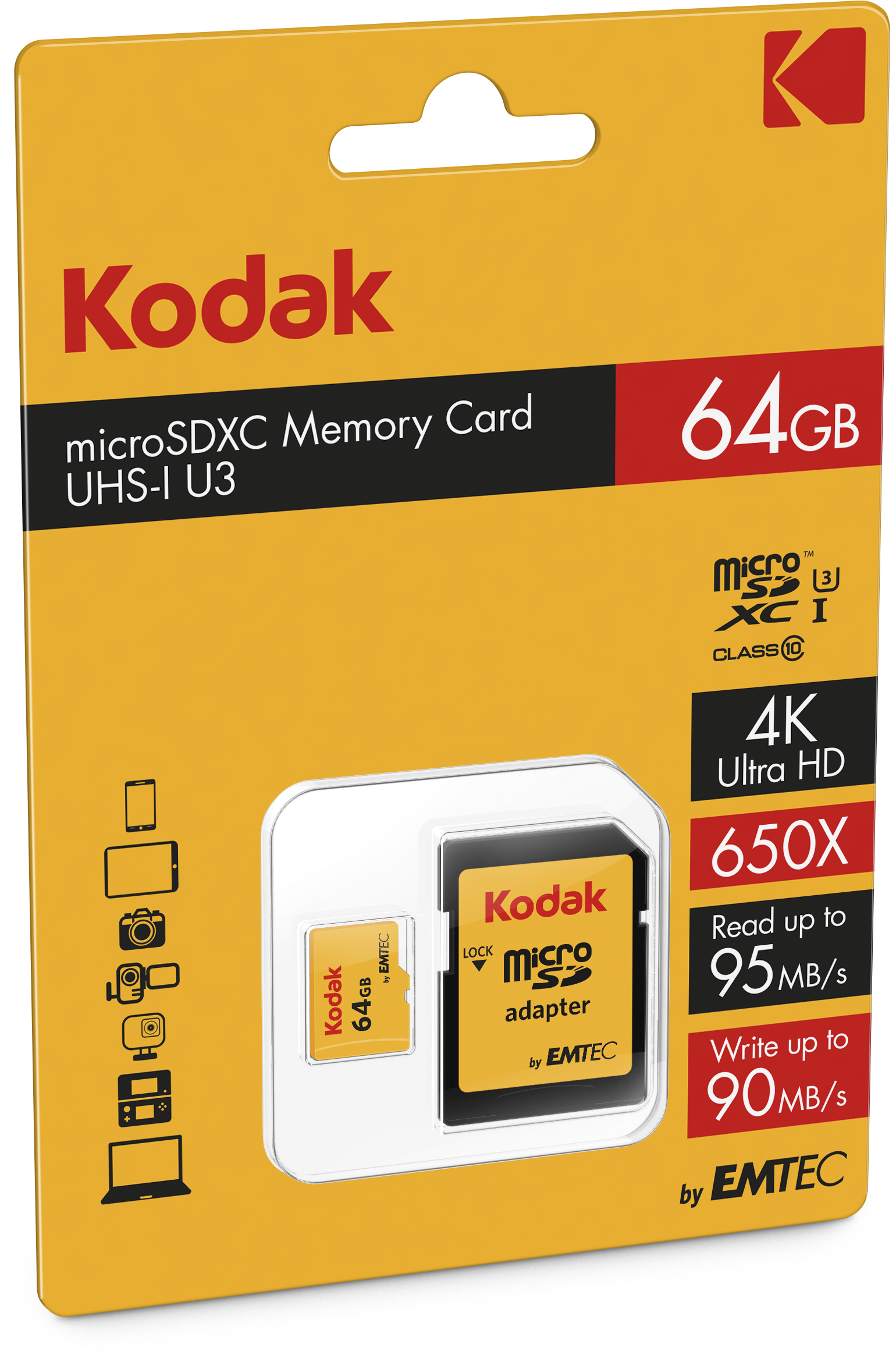 64GB Micro SDXC Classe 10 U3 4K + adattatore