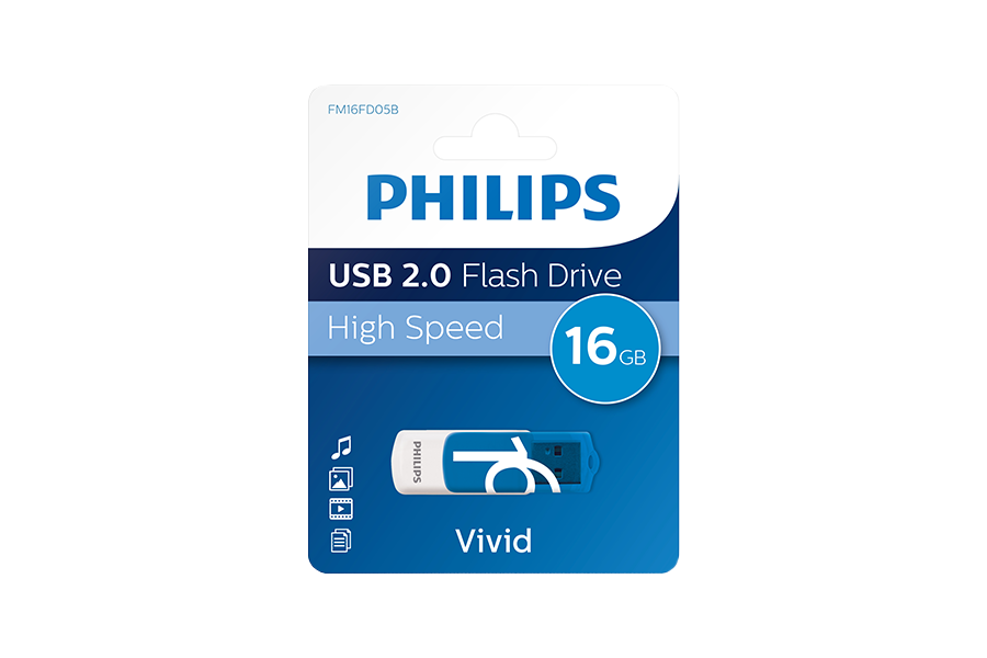 PHILIPS USB 2.0 PEN DRIVE 16GB VIVID BLUE