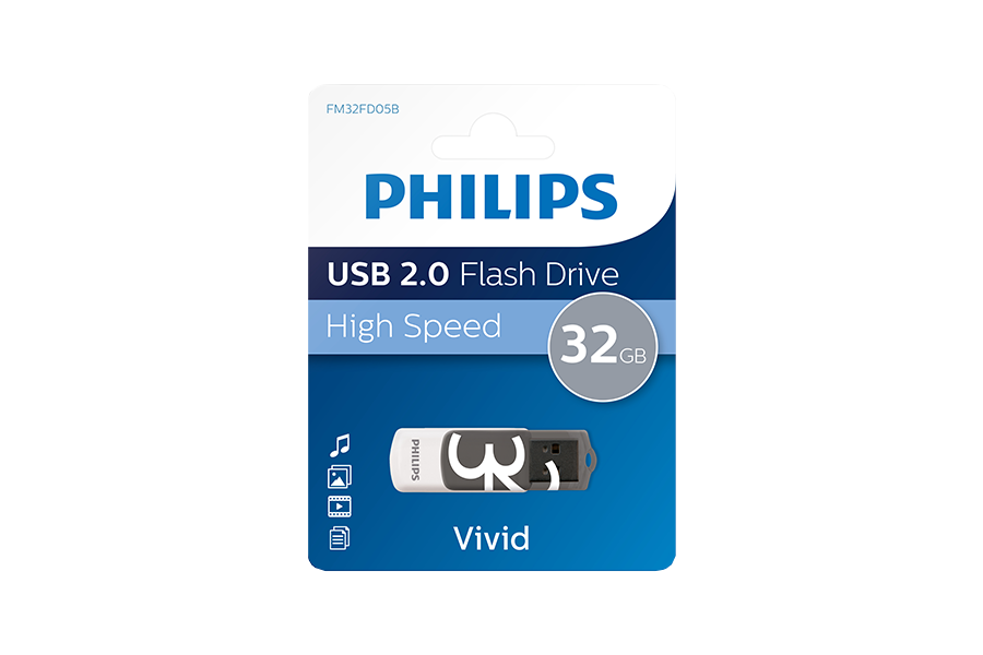 PHILIPS USB 2.0 PEN DRIVE 32GB VIVID GREY