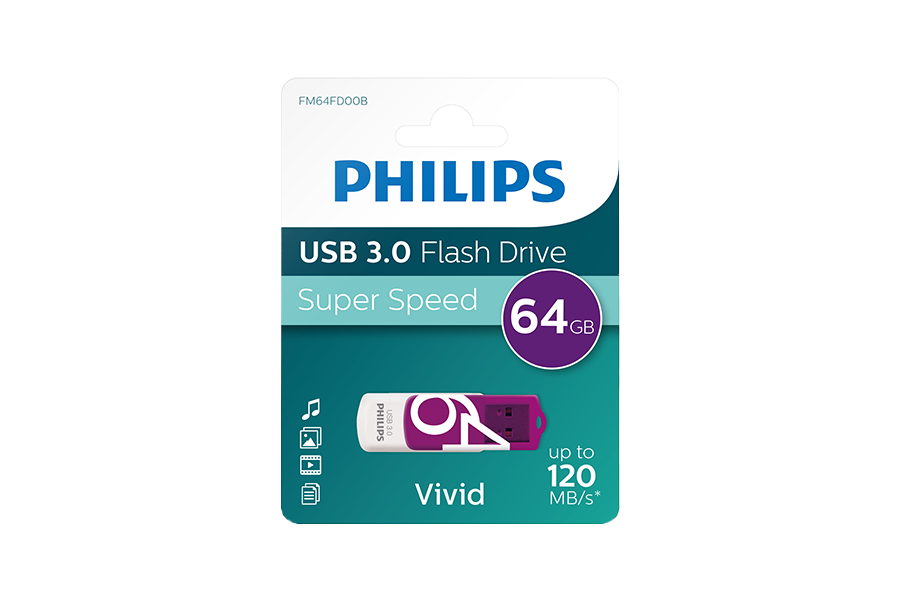 PHILIPS USB 3.0 PEN DRIVE 64GB KEY VIVID PURPLE