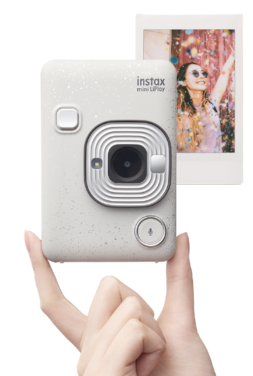 FUJI INSTAX MINI HM1 STONE WHITE EX D INSTANT CAMERA LIPLAY