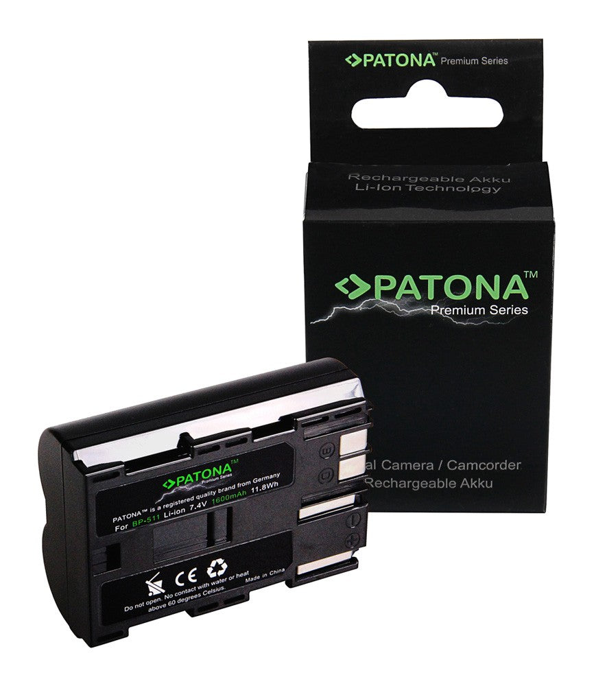 PATONA PREMIUM BATTERY CANON BP-511 5D 40D 10D D60 POWERSHOT G1 G2 G6