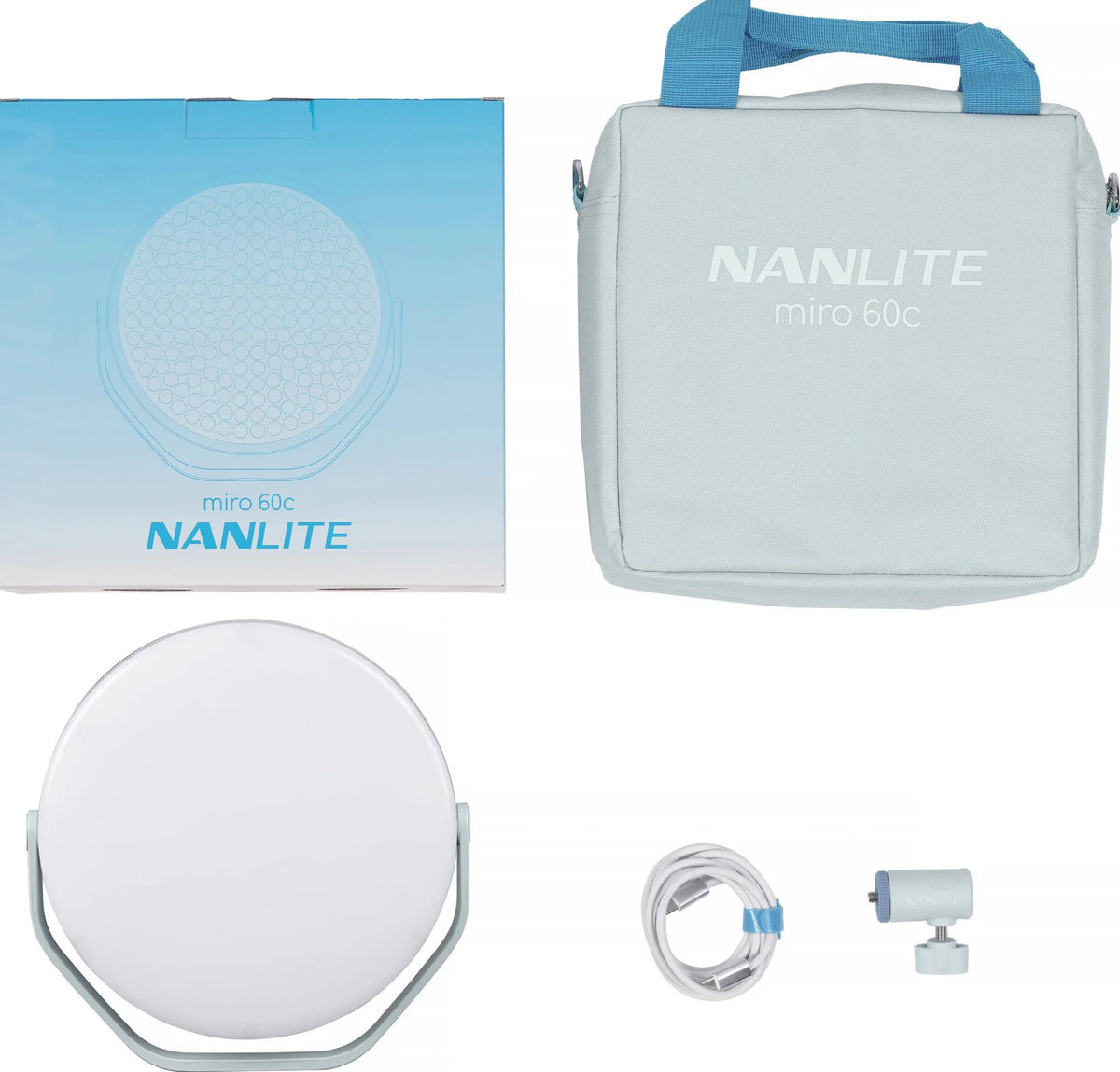 NANLITE MIRO 60C LED FULL-COLOR ROUND PANEL LIGHT MINT BLUE