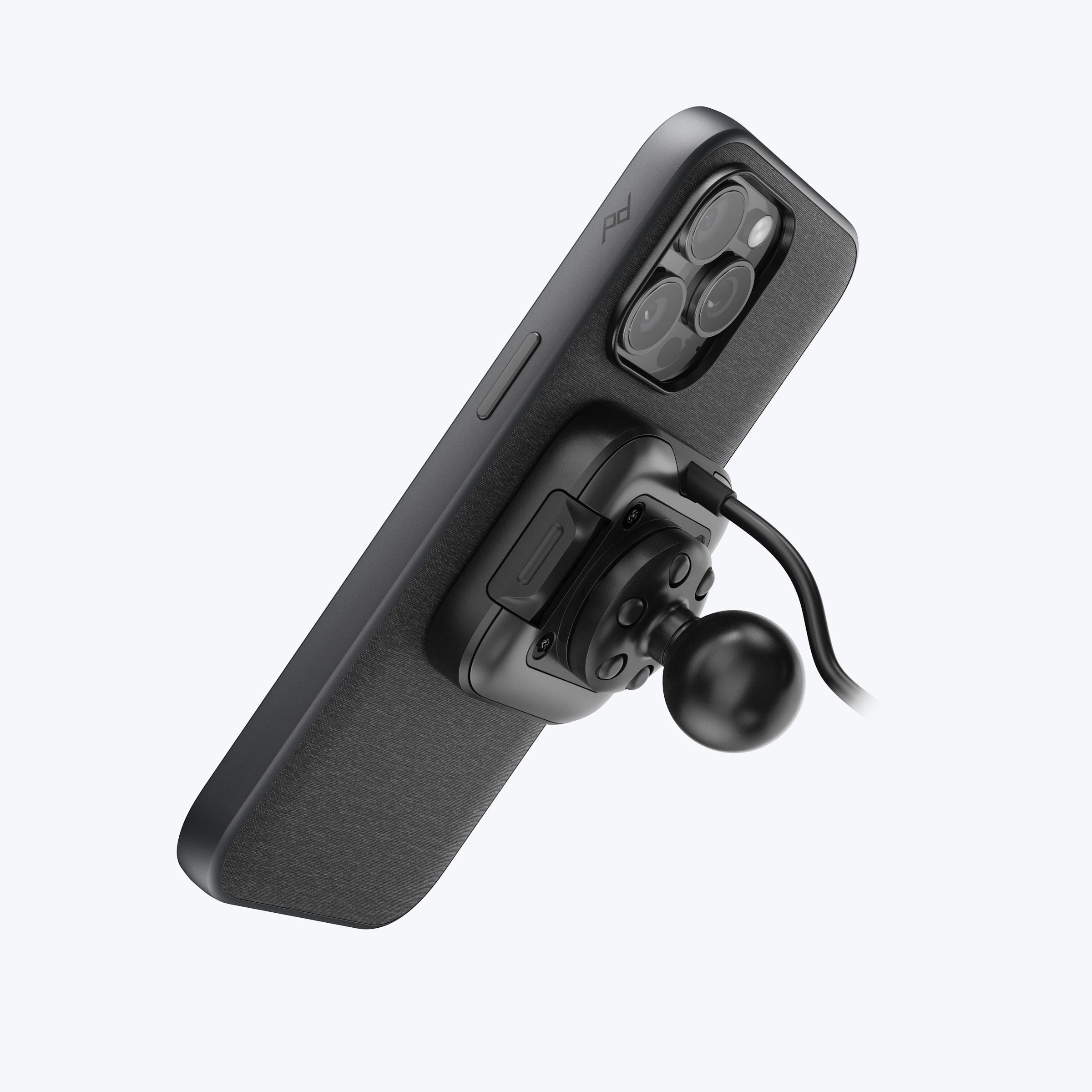 Mobile Motorcycle Mount 1" Ball Adapter: Locking & Charging Black