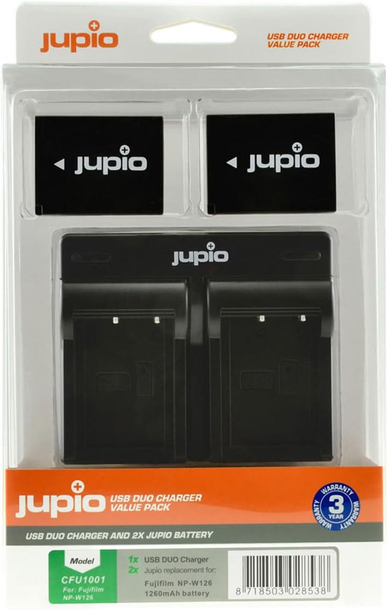 Jupio Value Pack: 2x Batteria NP-W126S + USB caricatore doppio Fuji