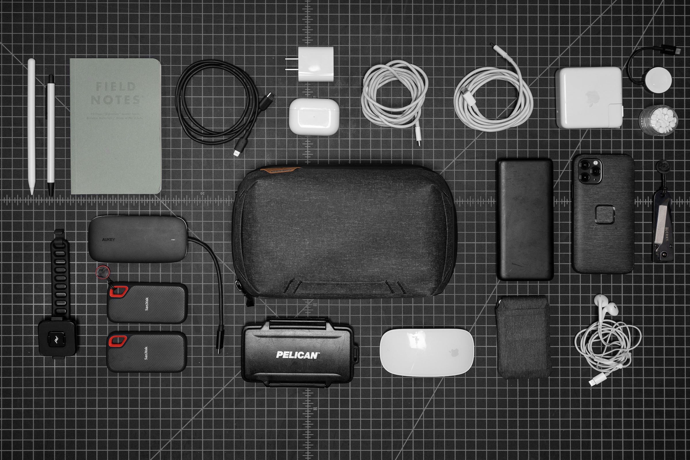 Tech Pouch Charcoal - Carbone
