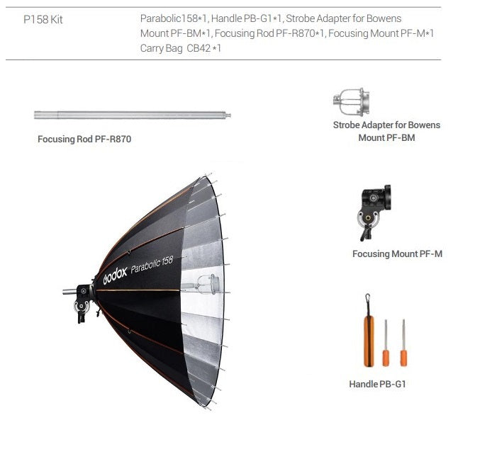 Godox Parabolic 158 Kit Riflettore Parabolico 158cm