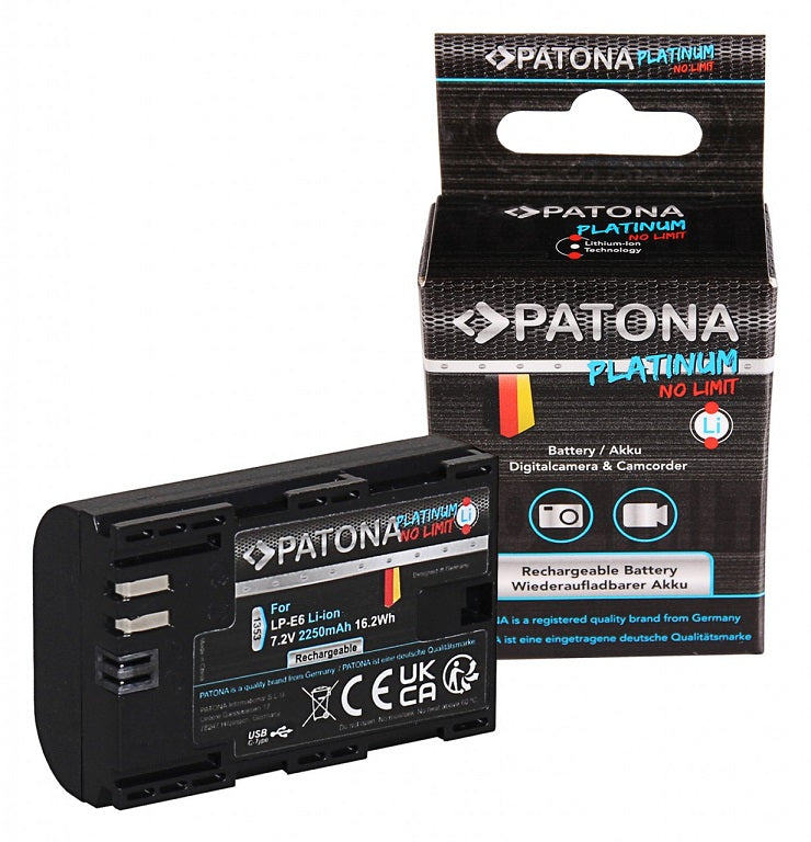 PATONA Batteria Platinum con Ingresso USB-C per Canon LP-E6