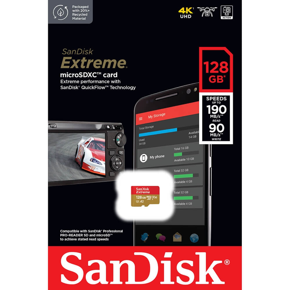 SANDISK EXTREME 128 GB MICROSDXC + ADATTOATORE SD