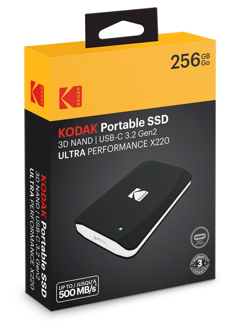 KODAK EXTERNAL SSD 256GB 3D NAND X200 USB-C 3.2 GEN2 PORTABLE