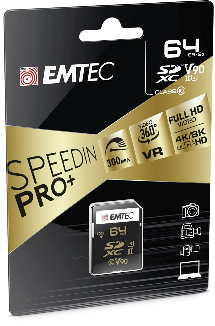 Emtec SDXC 64GB UHS-II U3 V90 4K/8K SPEEDIN PRO+