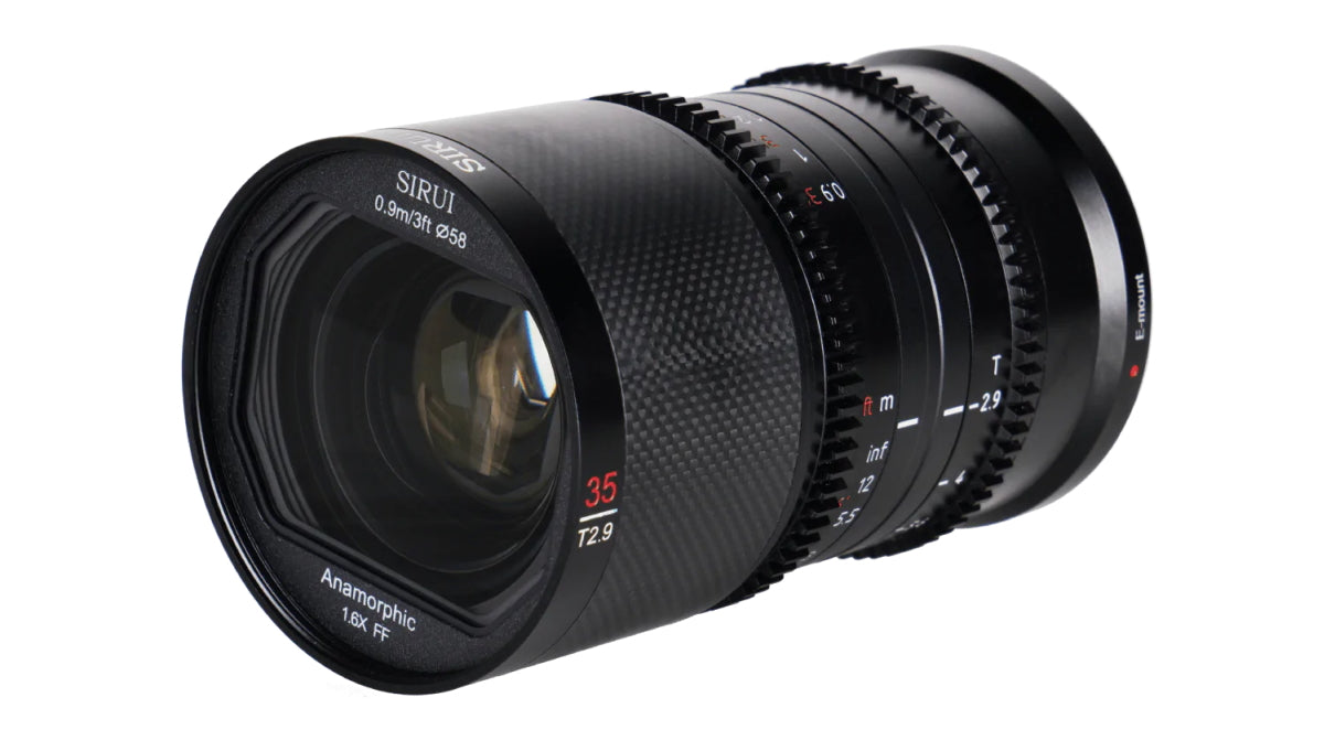 SIRUI OBIETTIVO 35MM T2.9 1.6X CARBON FIBER FULL-FRAME ANAMORPHIC VIDEO SONY E-MOUNT (BLUE FLARE)