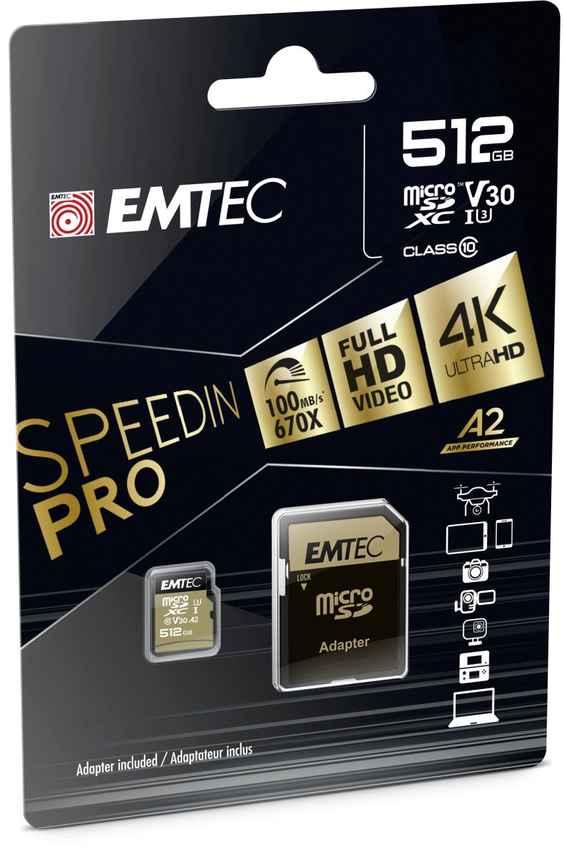 Emtec MICROSD 512GB UHS-I U3 V30 A2 SPEEDIN