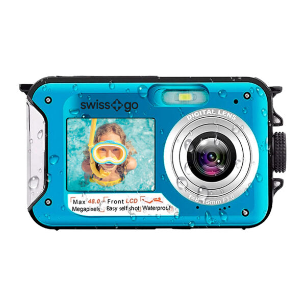 SWISS-GO CAMERA AQUASHOT 48MP 16X 2,7" SUB 3MT DOPPIO SCHERMO