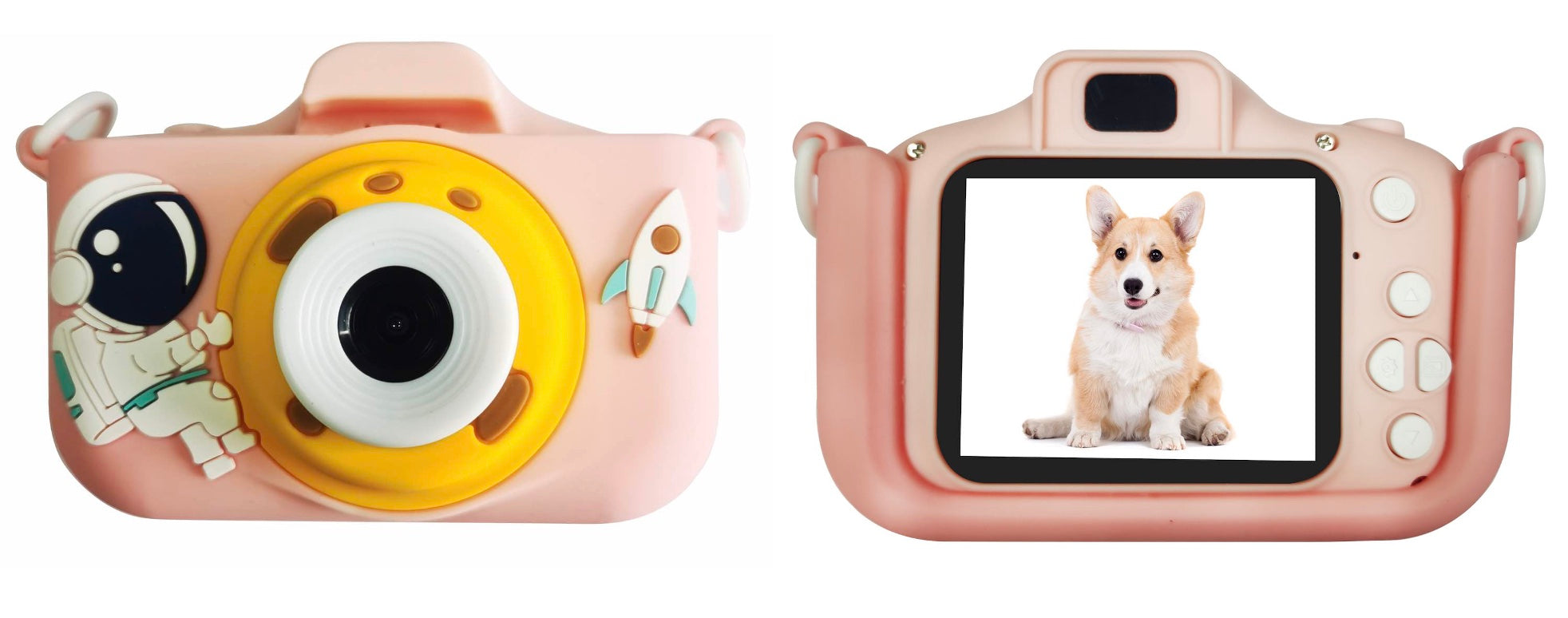 ASAKY KIDS PHOTO CAMERA DIGITAL BUBBLE MICRO SD 2"IPS HD SCREEN PINK + COVER ASTRONAUTA
