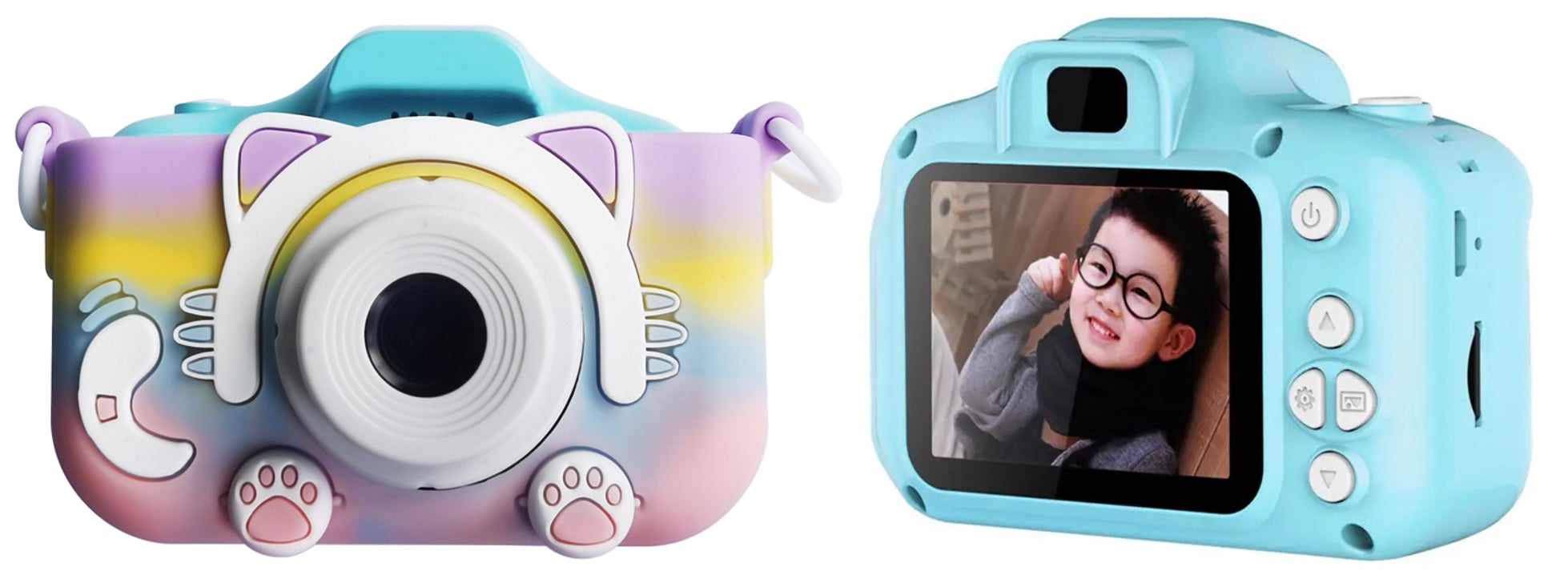 ASAKY KIDS PHOTO CAMERA DIGITAL BUBBLE MICRO SD 2"IPS HD SCREEN GREEN + COVER GATTO