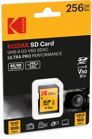 KODAK SD 256GB 300MB/160MB UHS-II U3 CL.10 V60 4K/8K ULTRA PRO