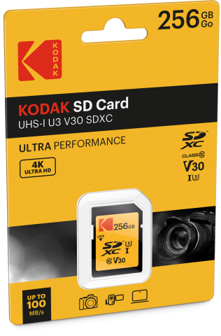 KODAK SD XC 256GB 100MB/100MB CL.10 U3 V30 4K ULTRA PERFORMANCE