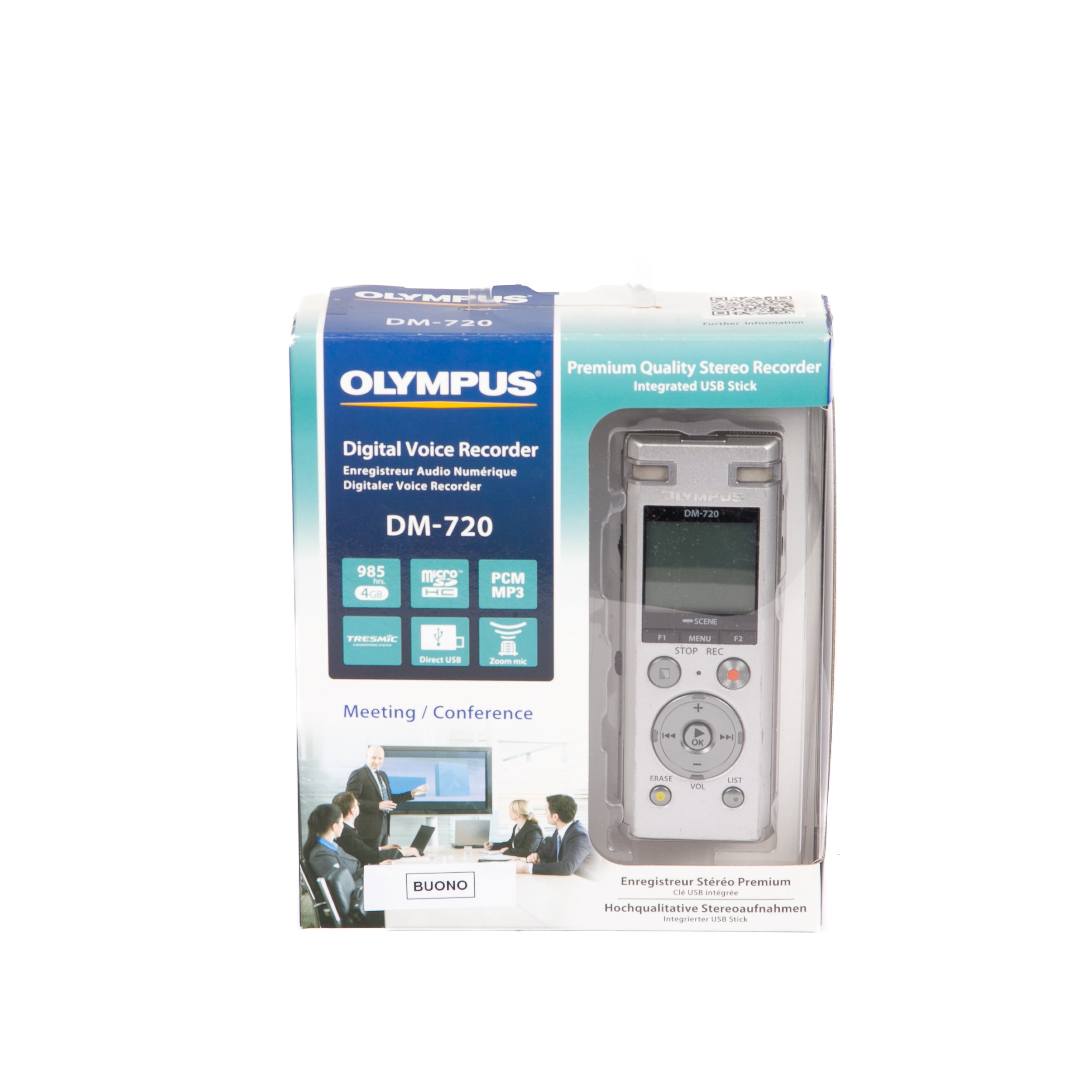 Olympus  DM-720 con 4 GB, slot Micro SD, ricarica USB