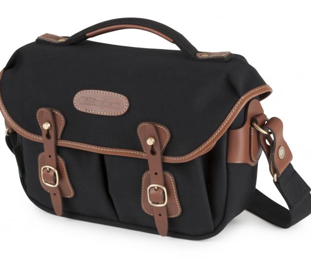 Billingham Borsa Hadley Small Pro Tela Nero/Bordi Cuoio marrone chiaro + finiture ottone