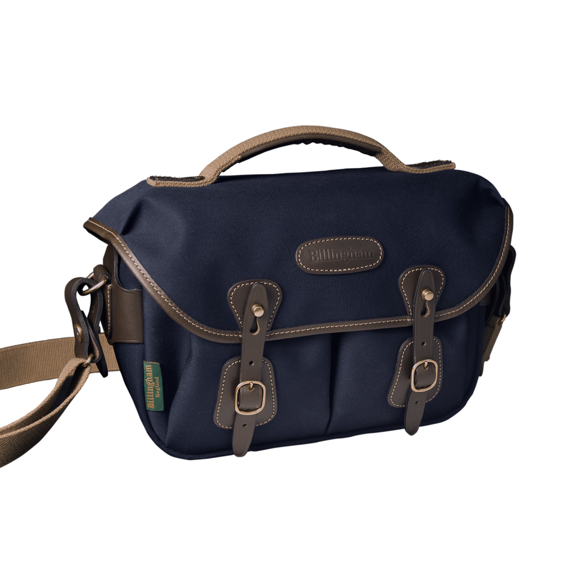 Billingham Borsa Hadley Small Pro Tela Blu Navy/Bordi Cuoio cioccolato