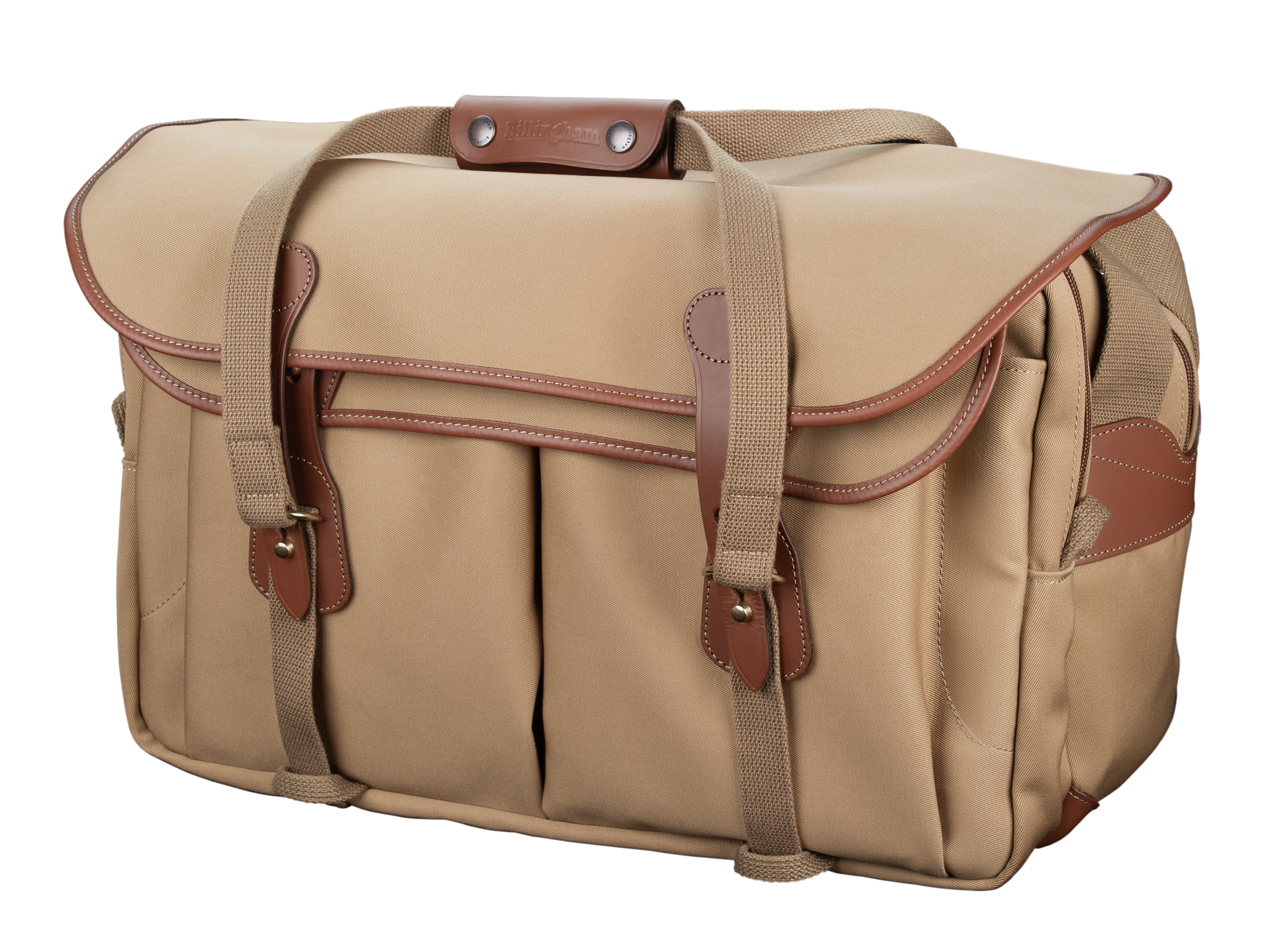 Billingham Borsa 555 MKII Tela Khaki/Bordi Cuoio marrone chiaro
