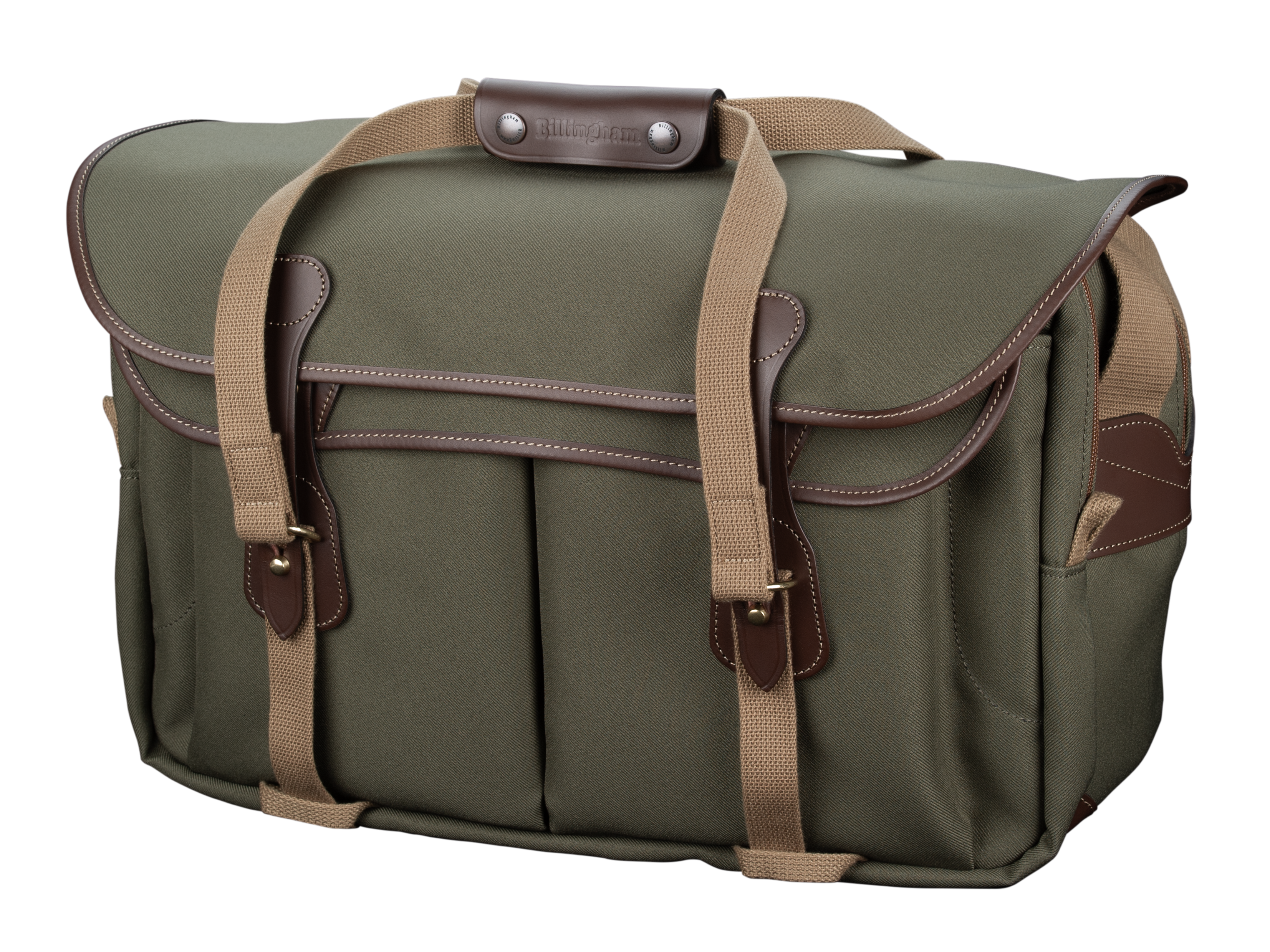 Billingham Borsa 555 MKII FiberNyte Salvia/ Bordi Cuoio cioccolato