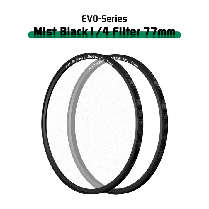 H&Y filtro EVO Mist Black 1/4 HD alluminio anodizzato 77mm e adattatore magnetico